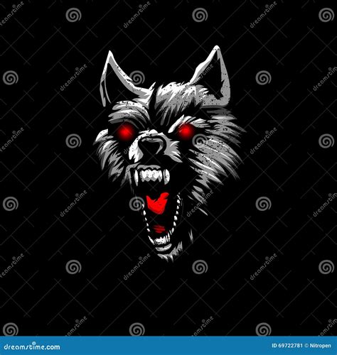 Angry Wolf Head Red Eyes. Stock Vector - Image: 69722781