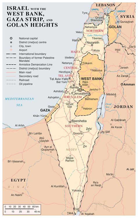 Large detailed map of Israel with the West Bank, Gaza Strip and Golgan ...