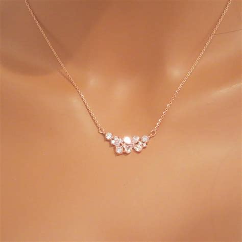 Simple Rose Gold Necklace, Bridal Necklace, Bridesmaid Necklace, Bridal ...