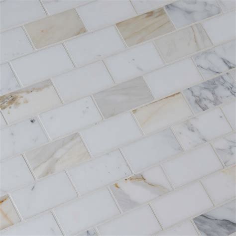 Calacatta Gold 2X4 Polished Marble Mosaic Tile - Backsplash Tile USA