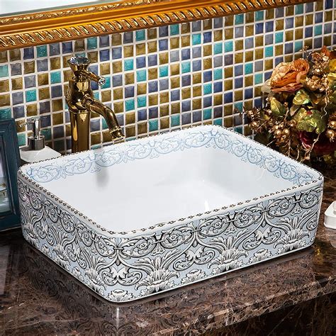 Europe Vintage Style Ceramic Art Basin Sinks Counter Top Wash Basin ...