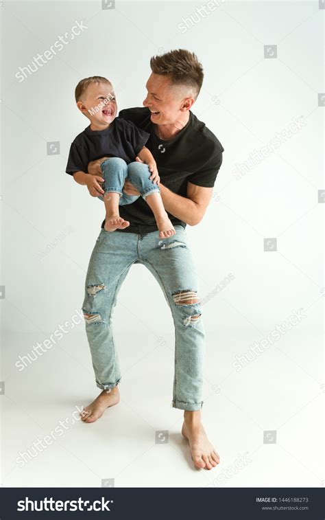 Happy Father Holding Adorable Little Son Stock Photo 1446188273 | Shutterstock