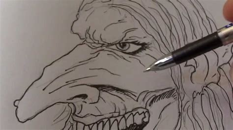 How To Draw A Witch Face Part 2: Inking - YouTube