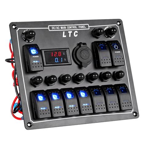 US! Marine Boat Car Switch Panel 10 Gang LED Rocker Blank Switch Panel Voltmeter | eBay