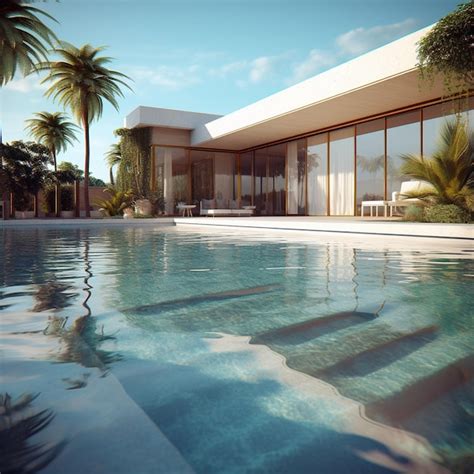 Premium AI Image | 3D Luxury house design with pool