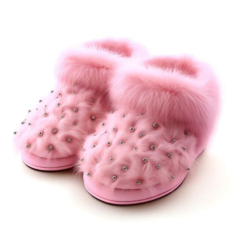 Premium AI Image | a pair of pink fuzzy slippers