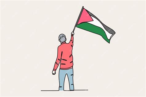 Premium Vector | Color illustration of a man holding a Palestinian flag ...