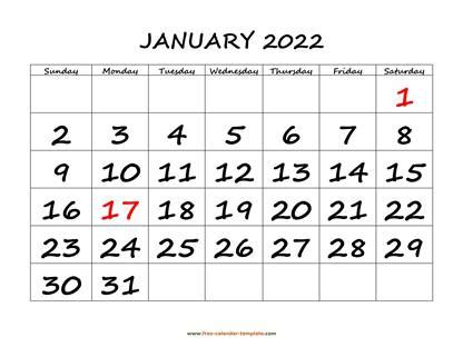 Printable Monthly Calendar 2022 | Free-calendar-template.com