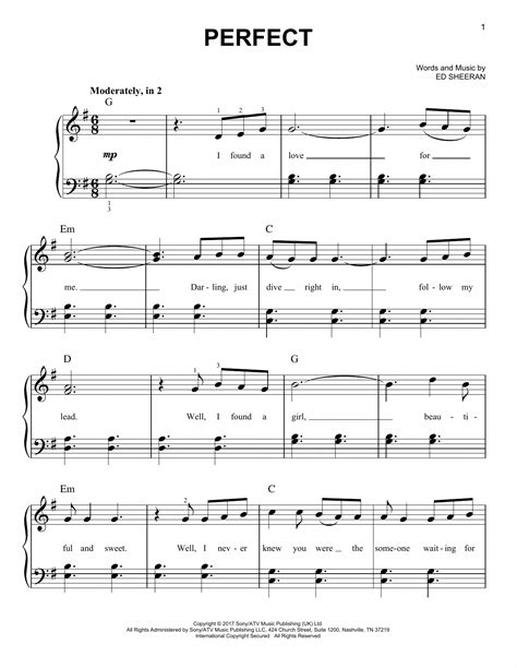 Ed Sheeran 'Perfect' Sheet Music Notes, Chords, Score. Download ...