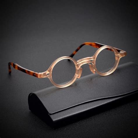 Vintage Small Box Acetate Eyeglasses Frame Men Round Luxury Brand Prescription Myopia Optical ...