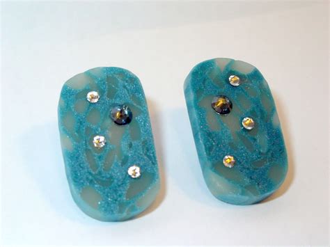 Ice Blue Polymer Clay Stud Earrings by ezo on DeviantArt