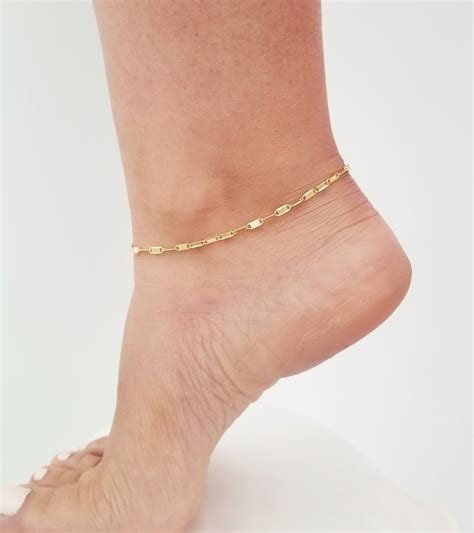 14k Gold Anklet Anklet With Chain Gold Anklet Gold Anklet | Etsy