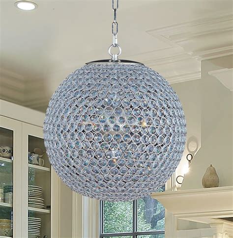Arteolamp 20" Crystal Pendant Light, Chrome Ceiling Light Fixture, Dining Room Modern,Living ...