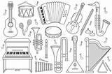Set Musical Instruments Coloring Stock Illustrations – 107  sketch template
