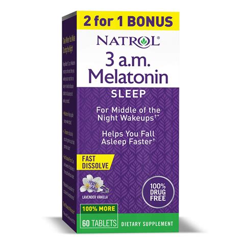 Natrol 3 A.M. Melatonin Fast Dissolve Sleep Aid Supplement, Fall Back to Sleep, Dissolves in ...