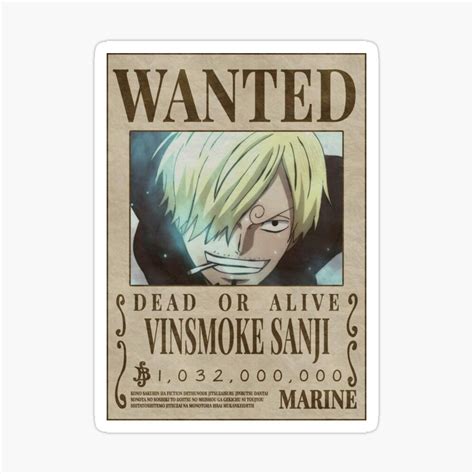 SANJI NEW BOUNTY AFTER WANO 1032000000 Sticker by NAOFUMIachraf02 in ...