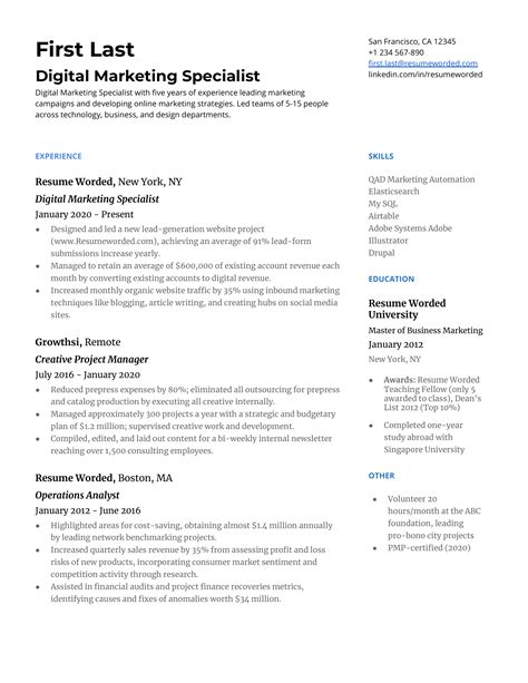 7 Digital Marketing Resume Examples for 2022 | Resume Worded