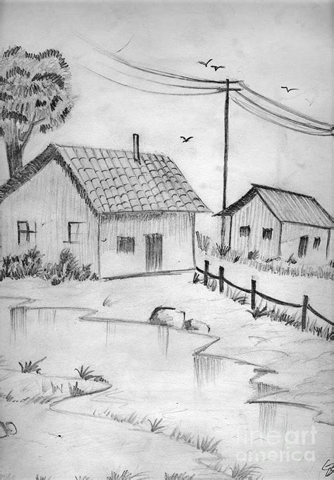 Village Scene Sketch at PaintingValley.com | Explore collection of Village Scene Sketch