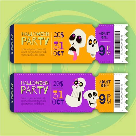 Premium Vector | Halloween party tickets