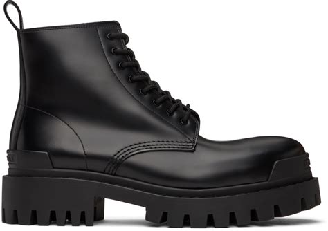 Balenciaga: Black Strike Lace-Up Boots | SSENSE UK