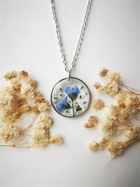 Forget Me Not Necklace,dainty Forget Me Not Jewelry, Real Flower ...