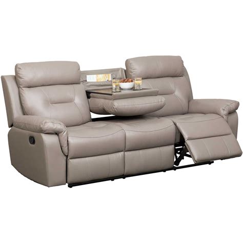 Watson Light Gray Leather Reclining Sofa with DDT | 1G1-7123RS | AFW.com