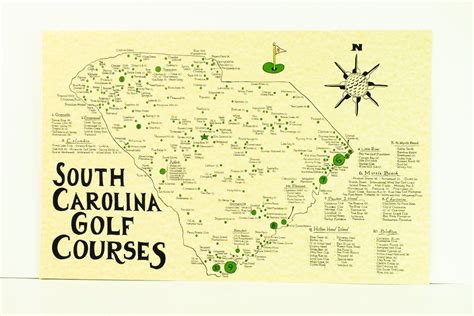 South Carolina Golf Courses Map - Etsy