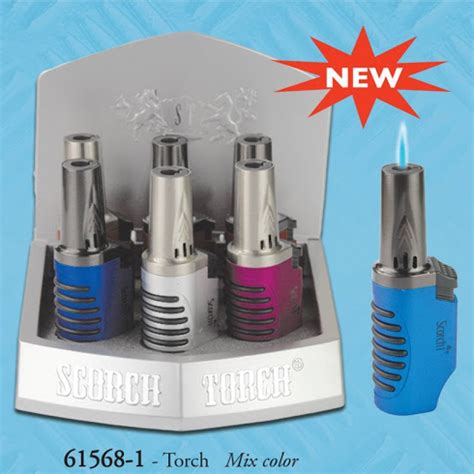 Torch Scorch Torch Straight Up Easy Grip Single Flame Torch Lighter Assorted Colors - Pit Bull Glass