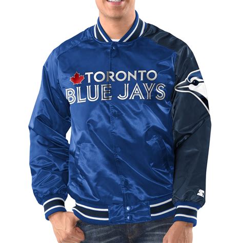 Men's Toronto Blue Jays Starter Royal Team Wordmark - Raglan Full-Snap Satin Jacket