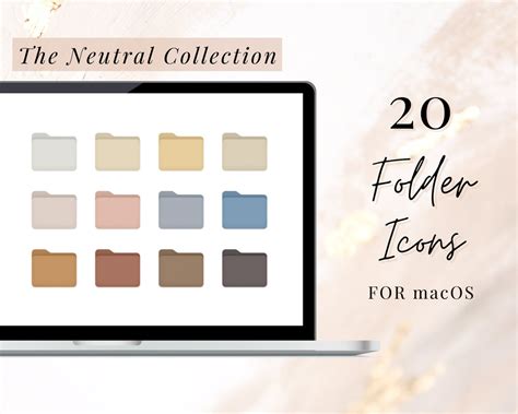 20 Neutral Desktop Folder Icons Instant Download Mac OS Laptop, Desktop, PC, Mac Organiser ...