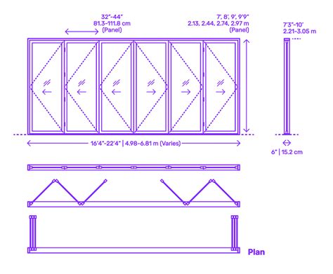 Bifold Exterior Door - 6 Panels, Split Dimensions & Drawings ...