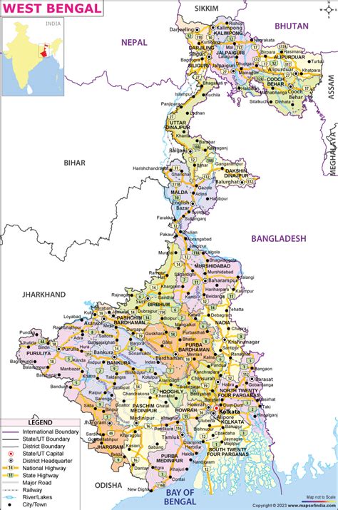 West Bengal Map | Map of West Bengal - State, Districts Information and Facts