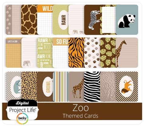 Project Life Digital Scrapbooking - Zoo Themed Cards – digitalprojectlife