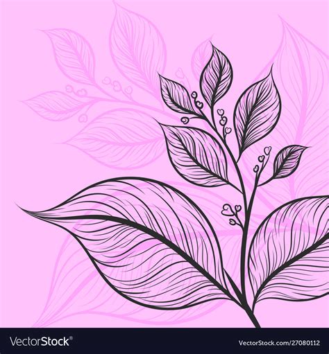 Leaf drawing art pattern on a pink color scene Vector Image