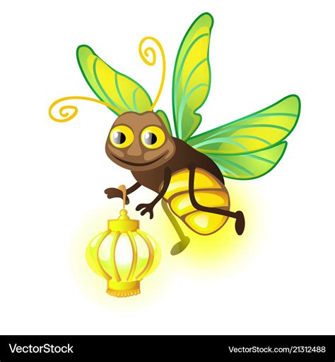 Cartoon firefly with lantern isolated on a white Vector Image