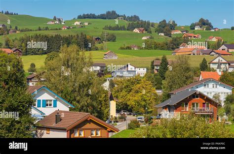 Town of Appenzell in Switzerland in September. Appenzell is the capital ...