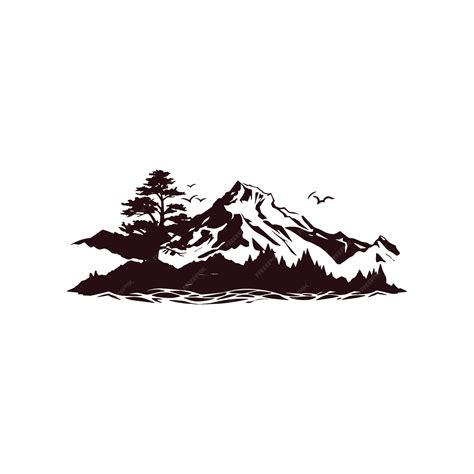 Premium Vector | Mountain landscape silhouette isolated on white background vector illustration