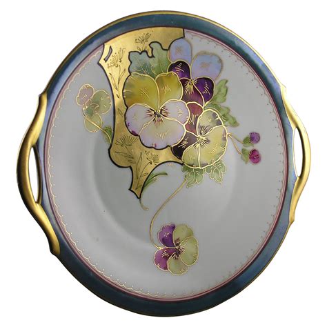 Donath Studios, Limoges Porcelain (France) — Pansy Design Handled Plate ...