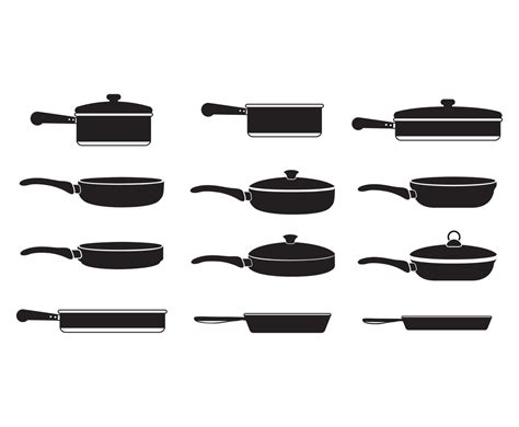 Pans Cooking Silhouette Vectors Vector Art & Graphics | freevector.com