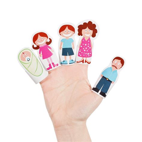 Finger Family Paper Finger Puppets PRINTABLE PDF Toy DIY Craft Kit Baby Toy Daddy, Mommy, Sister ...