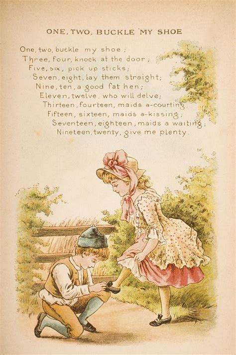 Nursery Rhyme And Illustration Of One Drawing by Vintage Design Pics ...