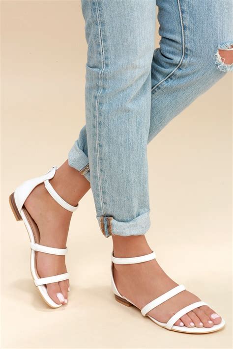 Cute White Sandals - Flat Sandals - Vegan Leather Sandals - Lulus