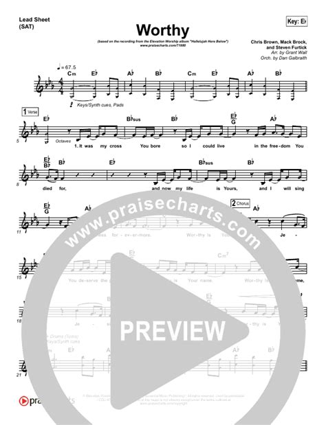 Worthy Lead Sheet & Piano/Vocal - Elevation Worship | PraiseCharts