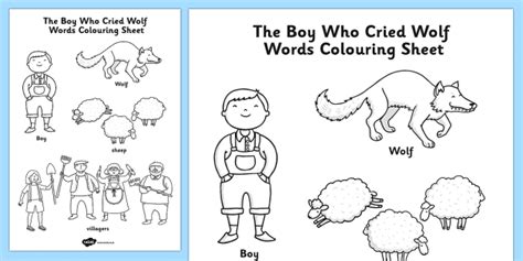 The boy who cried wolf words colouring sheet – Artofit