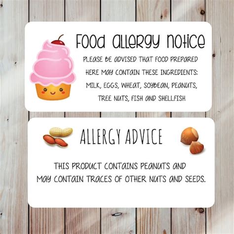 100 x Food Allergy Labels Food Warning Labels Food Allergen Stickers Literatur Business ...