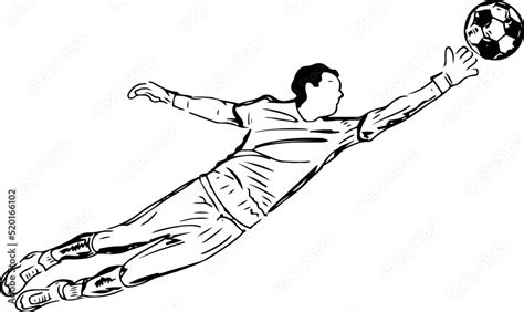 Football Vector, Soccer Illustration, Goalkeeper Sketch drawing, Line art illustration of ...