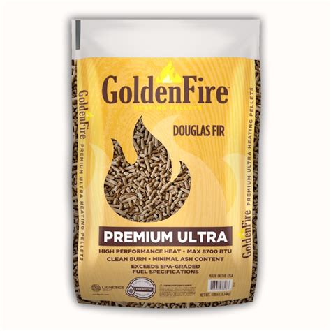 Golden Fire Premium 100% Douglas Fir Wood Pellets - 40 lb Bag, All Natural with Low Ash for ...