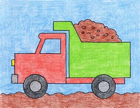 Easy How to Draw a Dump Truck Tutorial · Art Projects for Kids