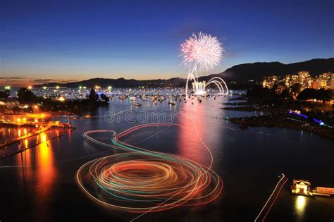 Fireworks Display at English Bay Stock Photo - Image of city, canada: 24235516