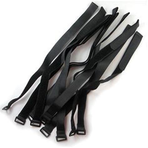 Black 10 Pcs 20x450MM Velcro Tie Down Straps Cam Buckle Wrap Band ...